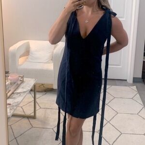 ✅ Jacquemus Dress La Reconstruction Navy Shift Mini Bow Straps